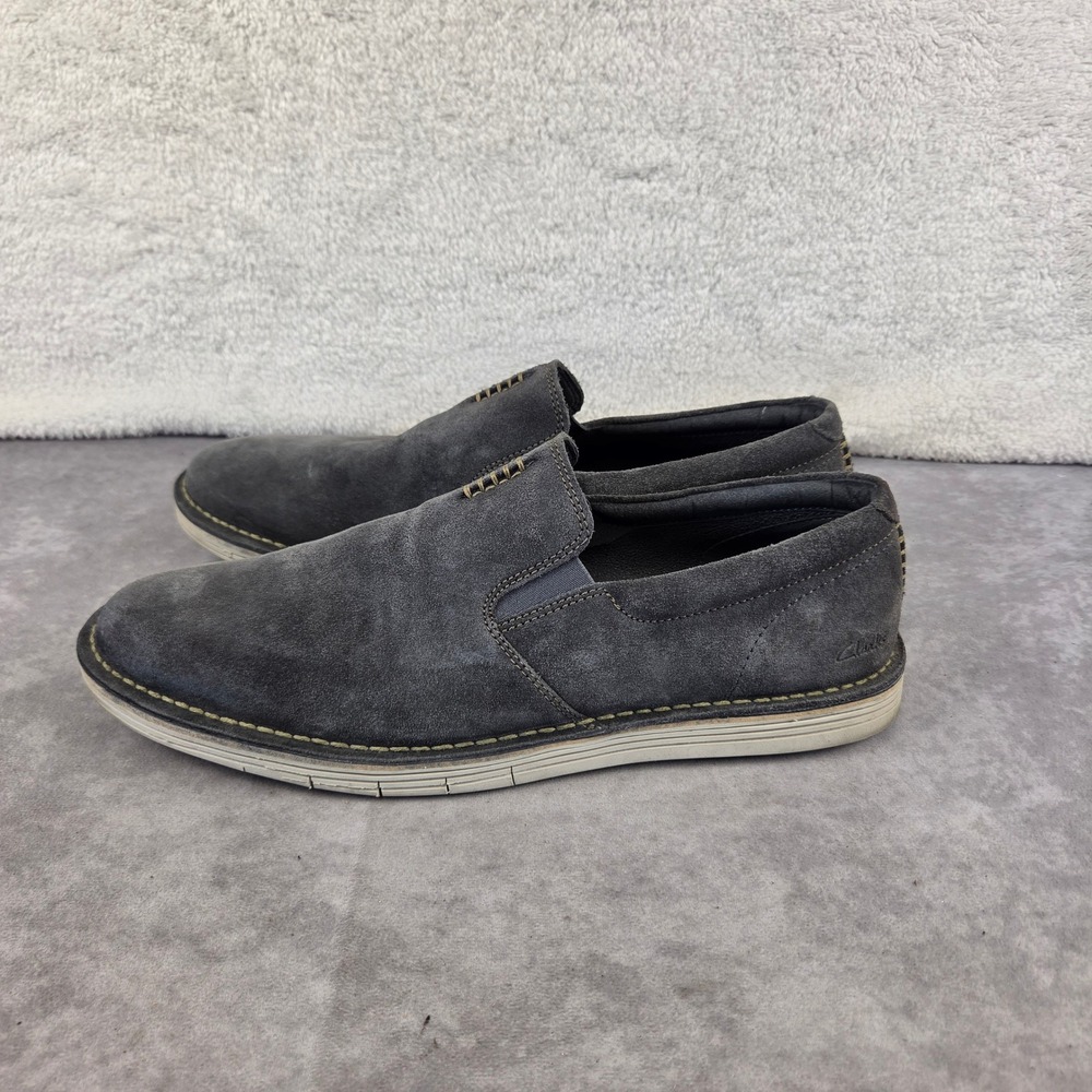 Clarks Mens Step Isle Slip Dark Grey Suede Loafers Shoes 261502287120 Size 13 M